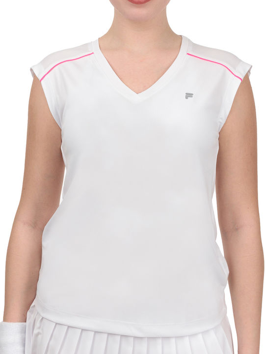 Fila Damen Sportliche Bluse Ärmellos Weiß