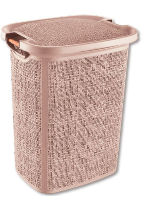 TnS Laundry Basket Plastic with Cap 47x39x58cm Pink