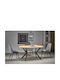Peroni Rund Esstisch Küche Ausziehbar Holz Mit Metallrahmen Eiche Schwarz 100(+150)×100×75cm