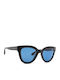 Victoria Beckham Damen Sonnenbrille mit Schwarz Kunststoff Gestell und Blau Linse