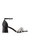 Plato Women's Sandals with Strass & Ankle Strap Black