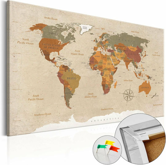 Polihome Cork Map σε Καμβά 120x80 cm