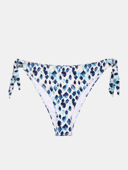 Plus Size Dreams Print Bikinihosen Slip mit Schnürung Hellblau