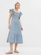 Summer Midi Dress with Ruffle Light Blue