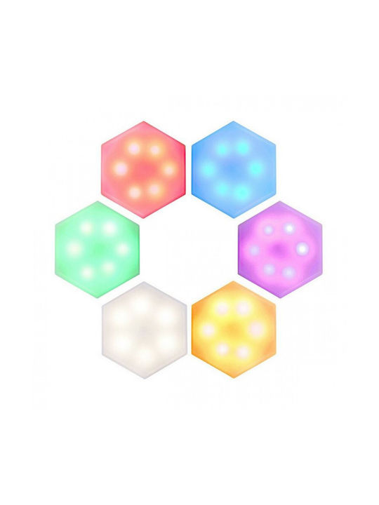 Hex On Διακοσμητικό Φωτιστικό με Φωτισμό RGB Hexagon LED Πολύχρωμο