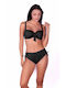 Crool Padded Underwire Bikini Bra with Adjustable Straps Black