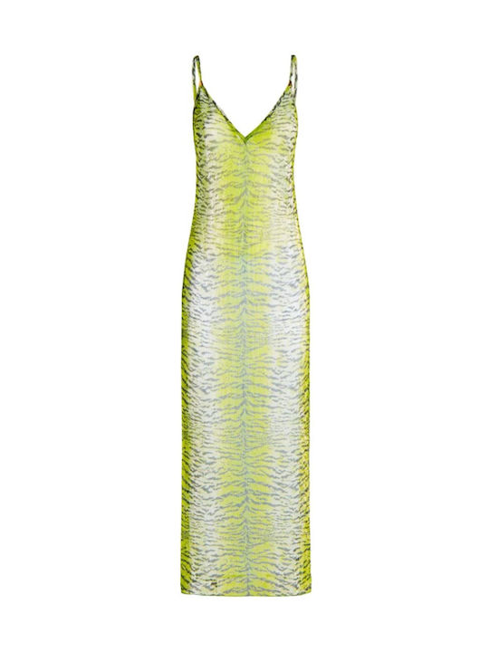 Φορεμα Long Shoulder Dress Tiger Print PC211A-025 lime