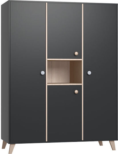 Colette XL Τετράφυλλη Ντουλάπα Anthracite 96x57x190cm