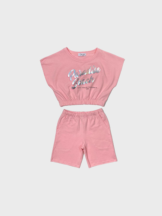 Action Sportswear Kids Set with Shorts Summer 2pcs Pink