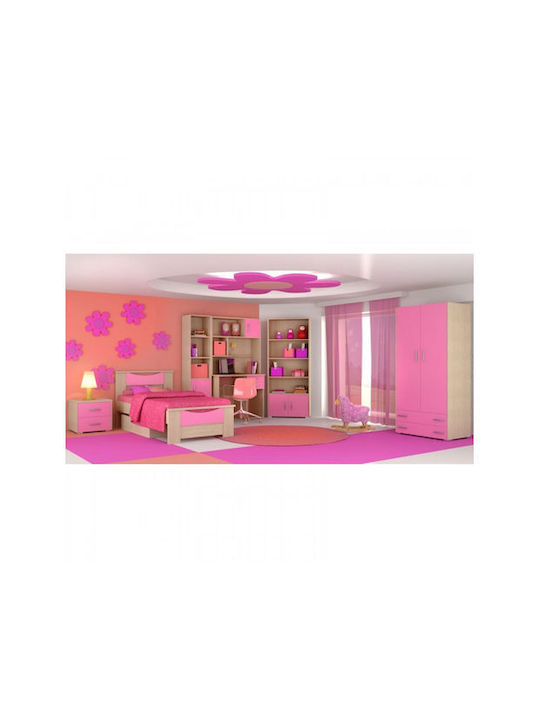 Σετ Παιδικού Δωματίου Smile Rosa Eiche 8Stück mit Bett für Matratze 90x190cm