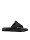 56. Leather Women's Flat Sandals in Black Color
