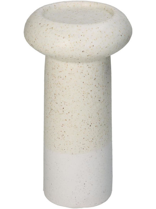 ArteLibre Candle Holder Ceramic in White Color 12.5x12.5x23cm 1pcs