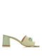 Mariella Fabiani 2311 Chunky Heel Leather Mules Green