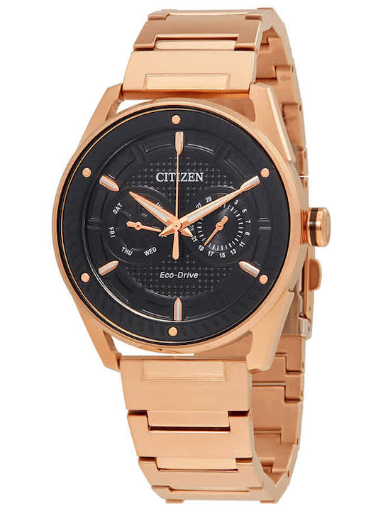 Citizen Ανδρικό Ρολόι 41mm Eco - Drive με Ροζ Χρυσό Μεταλλικό Μπρασελέ