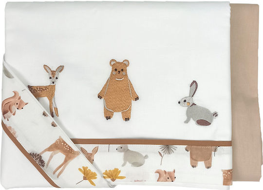 Baby Star Fitted Sheet Forest Friends Beige 70x140cm
