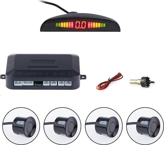 Tele Car Parking System with Screen / Buzzer and 4 Sensors in Black Color