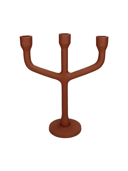 ArteLibre Candle Holder Aluminum Αλουμινένιο 3 Seats in Red Color 23.5x10x28.5cm 1pcs