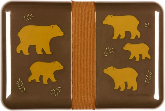 A Little Lovely Company Bear Πλαστικό Παιδικό Δοχείο Φαγητού 0.85lt Καφέ 18 x 12 x 6εκ.