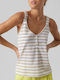 Vero Moda Women's Summer Blouse Sleeveless with V Neck Striped White