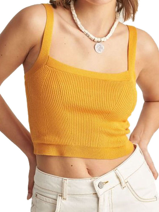 Attrattivo Γυναικείο Crop Top Αμάνικο Καλοκαιρινό Πορτοκαλί