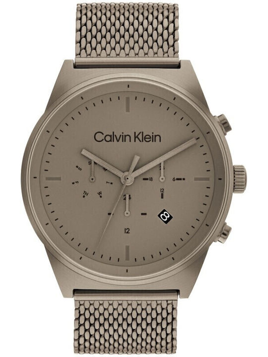 Calvin Klein Impressive Ανδρικό Ρολόι 44mm Χρονογράφος Μπαταρίας με Γκρι Μεταλλικό Μπρασελέ