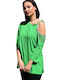 Women's blouse of excellent quality and Greek stitching in green color (code RIZ36)