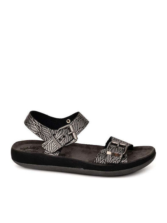 Fantasy Sandals Leather Women's Flat Sandals Bl...