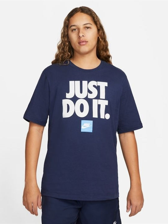 Nike Αθλητικό Ανδρικό T-shirt Navy Μπλε με Λογότυπο