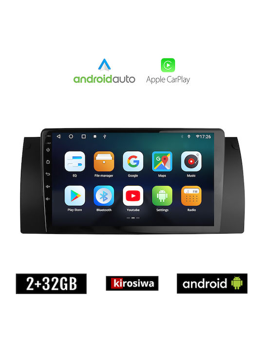 Kirosiwa Car Audio System for Citroen Berlingo BMW E39 / Series 5 / Series 5 (E39) 1997-2005 (Bluetooth/USB/AUX/WiFi/GPS/Apple-Carplay/Android-Auto) with Touch Screen 9"