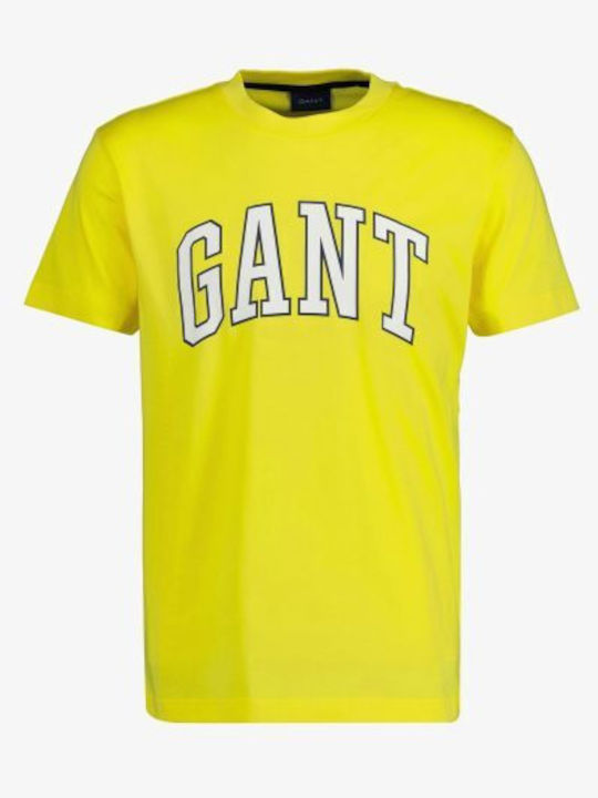 Gant Ανδρικό T-shirt Κίτρινο με Λογότυπο
