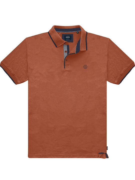 Double Men's Short Sleeve Blouse Polo Brown