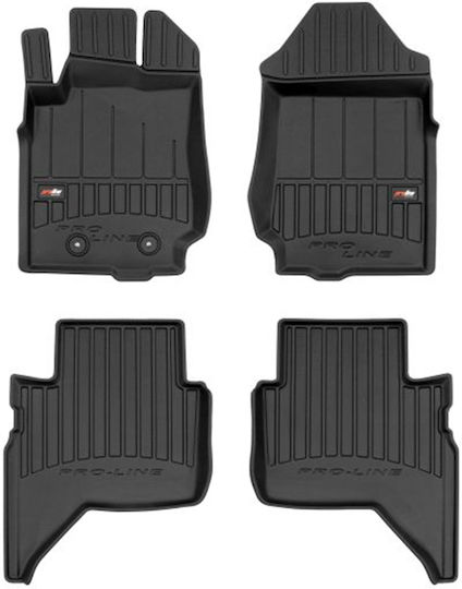 Frogum Set of Front and Rear Mats 4pcs Tray Type for Ford Ranger 2015-2022 Black