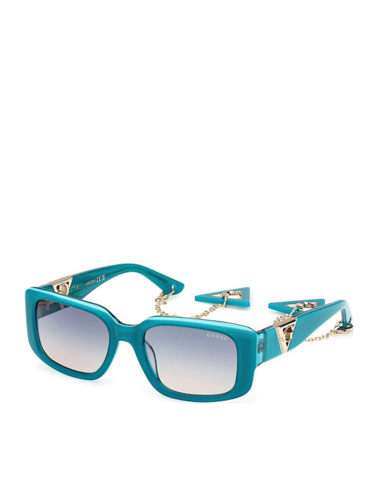 Guess Women's Sunglasses with Turquoise Plastic Frame and Gray Gradient  Lens GU7891 87W