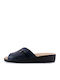 Women's Leather Platform Wedge Sandals Navy Blue