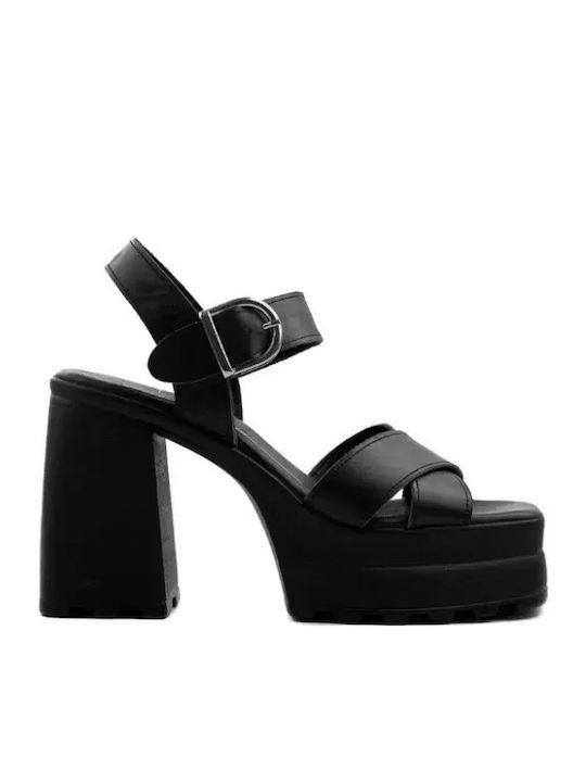 Din piele Sandale Negre
