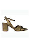 Paola Ferri Leather Women's Sandals with Ankle Strap Gold