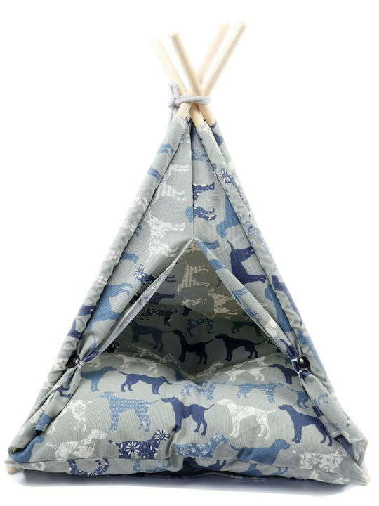 Modern Tent Teepee Style Pet Tent Grey with Dogs design Diam. 56Yx48Mx48P