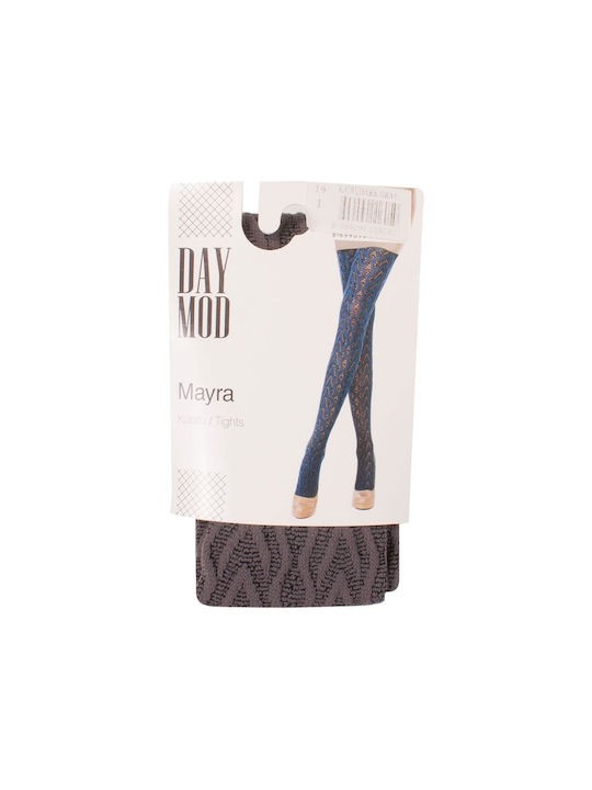 Tights 200 Den with embossed patterns MAYRA-Grey