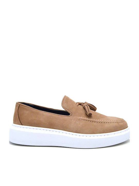 Damiani Suede Ανδρικά Loafers σε Μπεζ Χρώμα