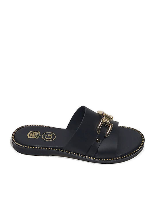 GKFashion Δερμάτινα Σανδάλια Μαύρα
