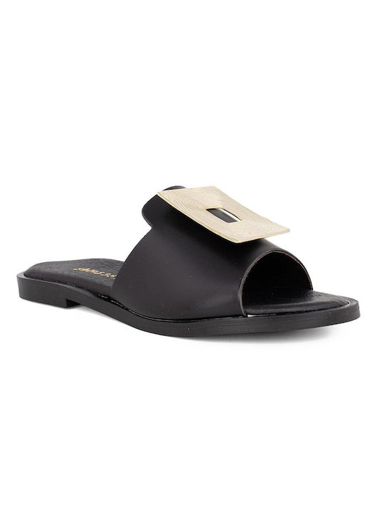 Women's Leather Flat Sandal Prive 162 BLACK