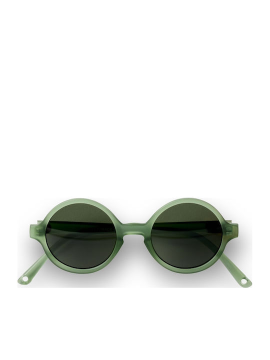 KiETLA Woam Round Kids Sunglasses Bottle Green For 6-14 Years