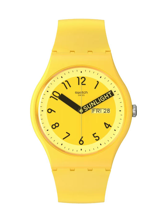 Swatch Proudly Дамски Часовник 34mm Кварцов с Жълт Каучуков Каишка