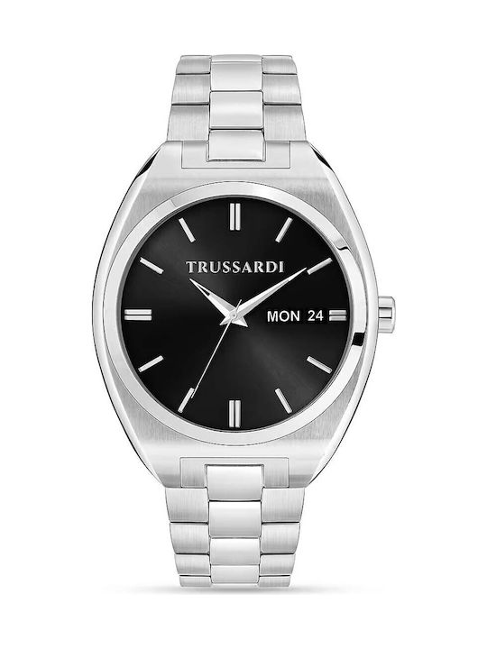 Trussardi Metropolitan Ανδρικό Ρολόι Μπαταρίας με Ασημί Μεταλλικό Μπρασελέ