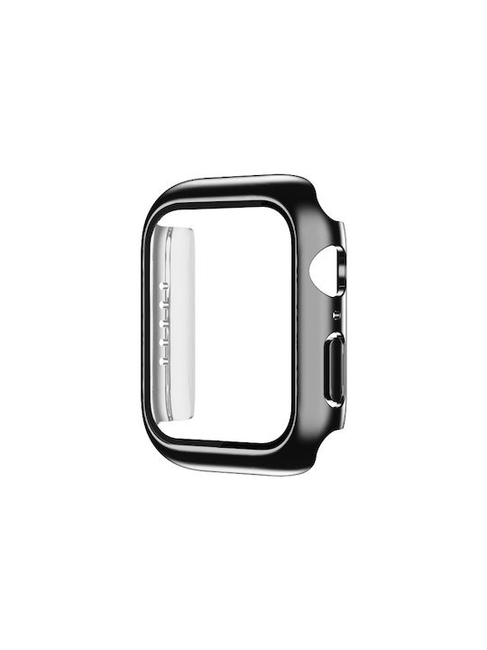 Premium Electroplating Пластмасов Калъф със Стъкло в Черен цвят за Apple Watch 40 мм