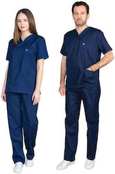 Alezi Unisex Set Pantaloni și Bluza Medicală Albastru marin din Bumbac și Poliester
