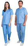 Alezi Classic Unisex Set Pantaloni și Bluza Medicală Albastru deschis din Bumbac și Poliester
