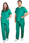 Alezi Unisex Set Pantaloni și Bluza Medicală Verde din Bumbac și Poliester