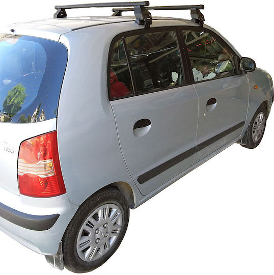 Menabo Metallic Car Roof Bars for Hyundai Atos 5D Set with Roof Rack Legs Silver