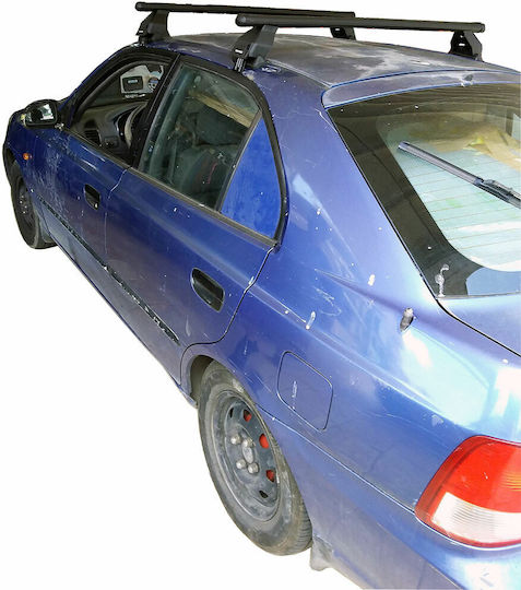 Menabo Metallic Car Roof Bars for Hyundai Accent 5D Set with Roof Rack Legs Silver